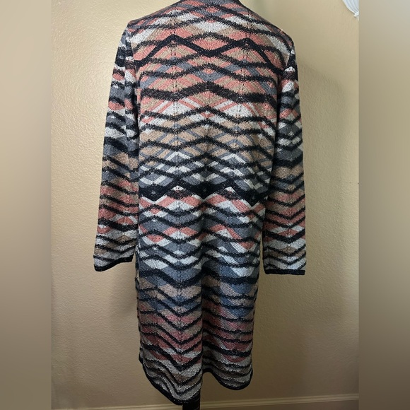 M Missoni Multicolored Chevron Merino Wool Knit Long Cardigan W/Pockets Size M - Picture 2 of 9